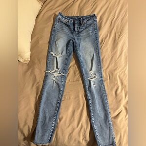 American Eagle Outfitters Light Blue Distressed Hi Rise Jeggings